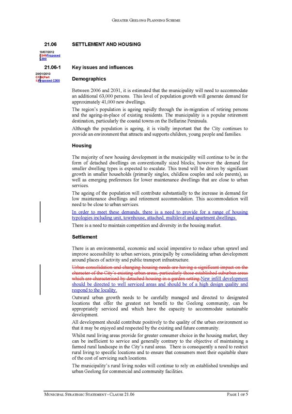 Appendix 11 Updated Clause 21.06 Settlement and Housing - page 1 of 5