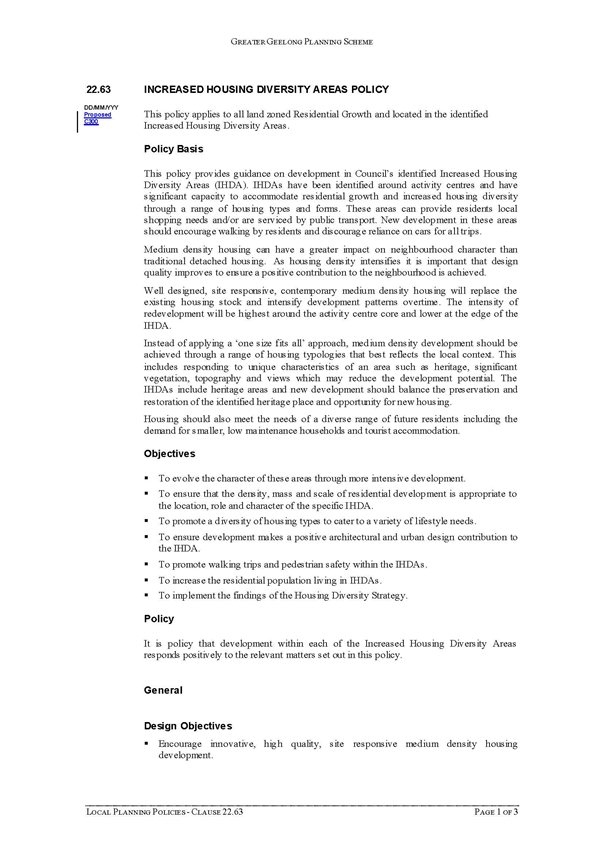 Increased Housing Diversity Areas Policy - page 1 of 3