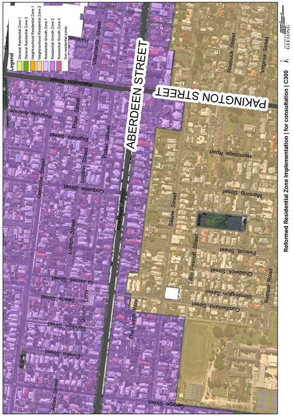 Exhibited zoning for land fronting Aberdeen Street, Newtown