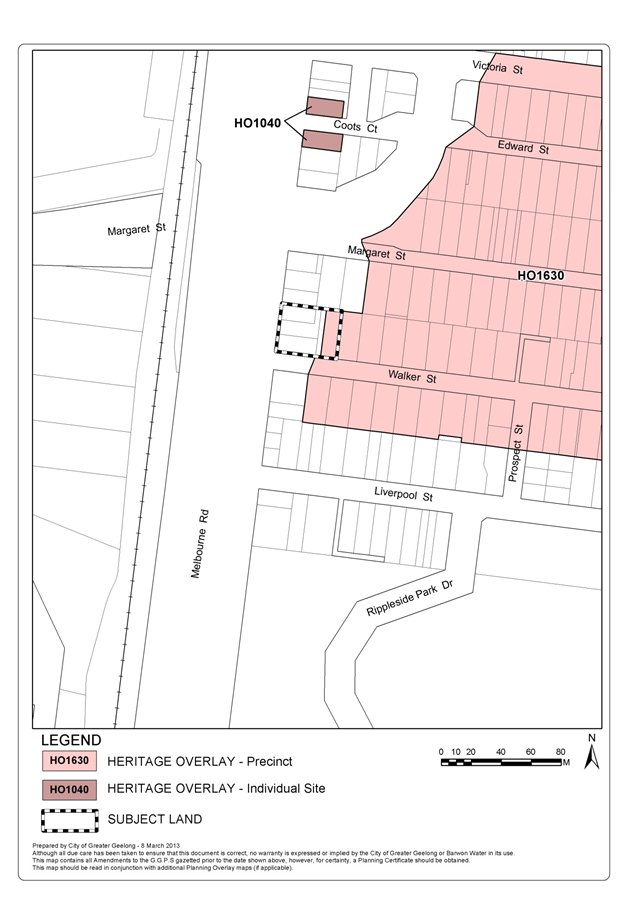 Heritage overlay precinct, individual site and Subject land map