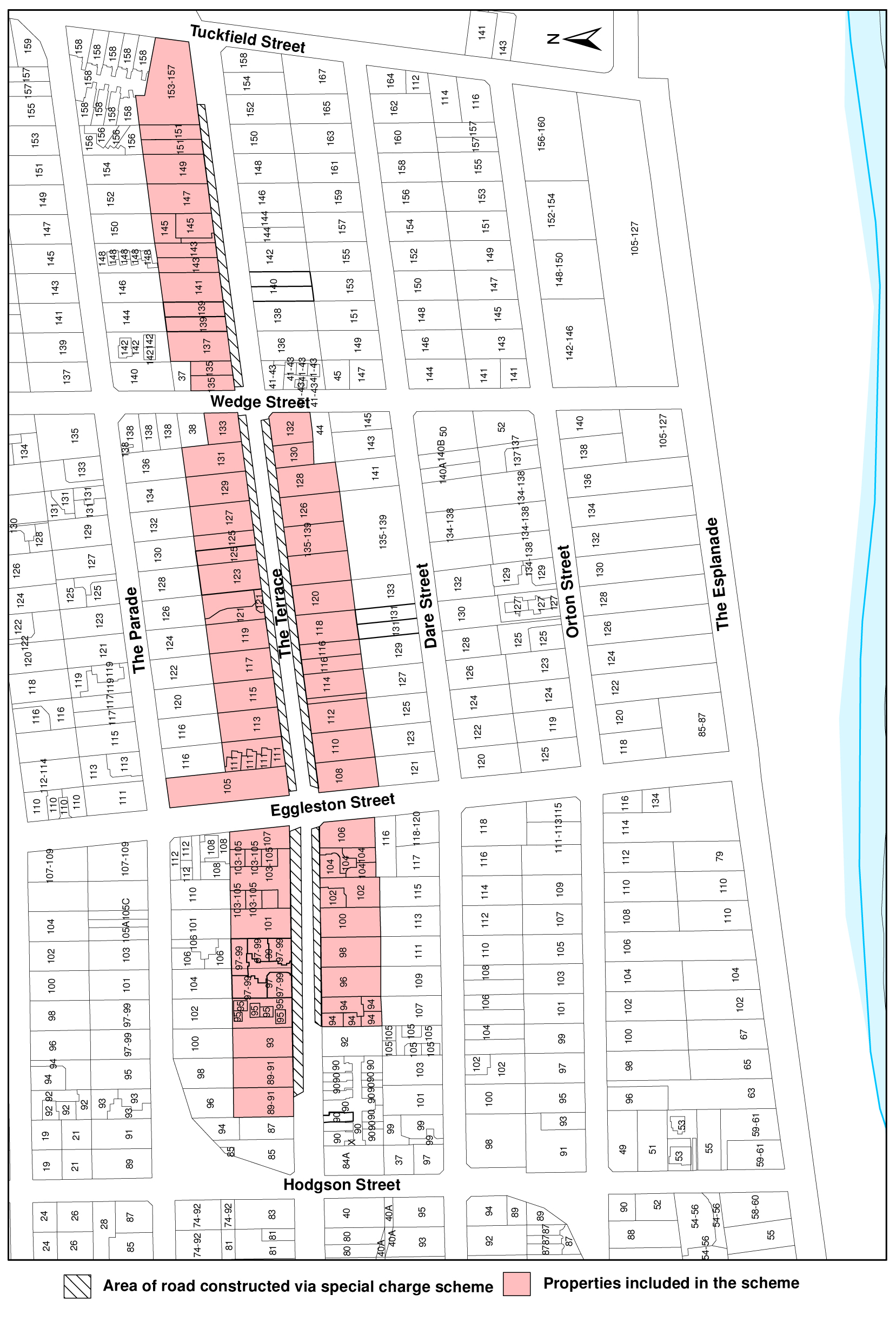 Area of road constructed via special charge scheme and properties included in the scheme