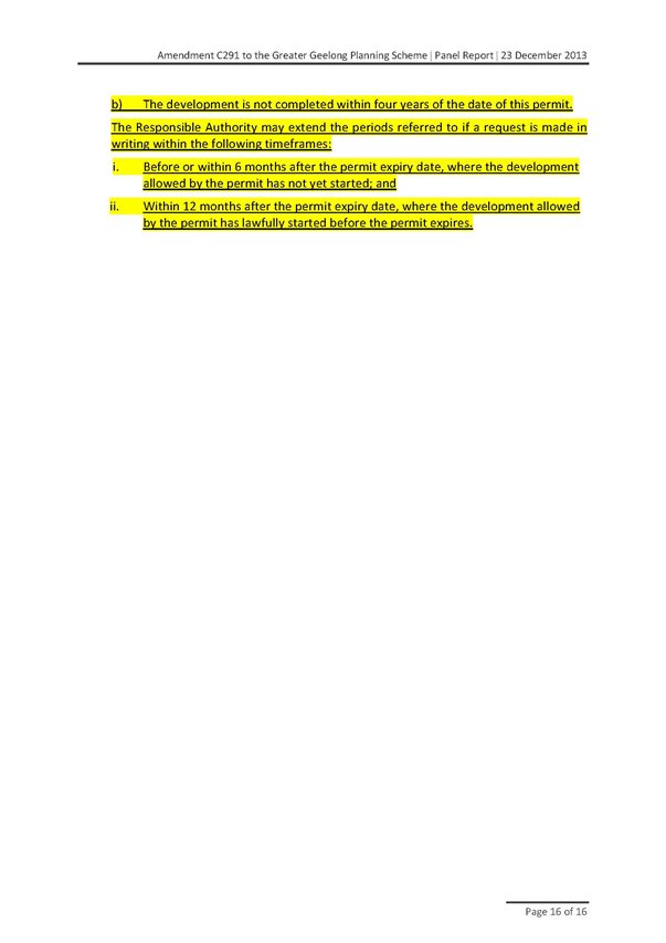 Appendix 5 Panel changes to Planning Permit 112/2013 - page 16 of 16