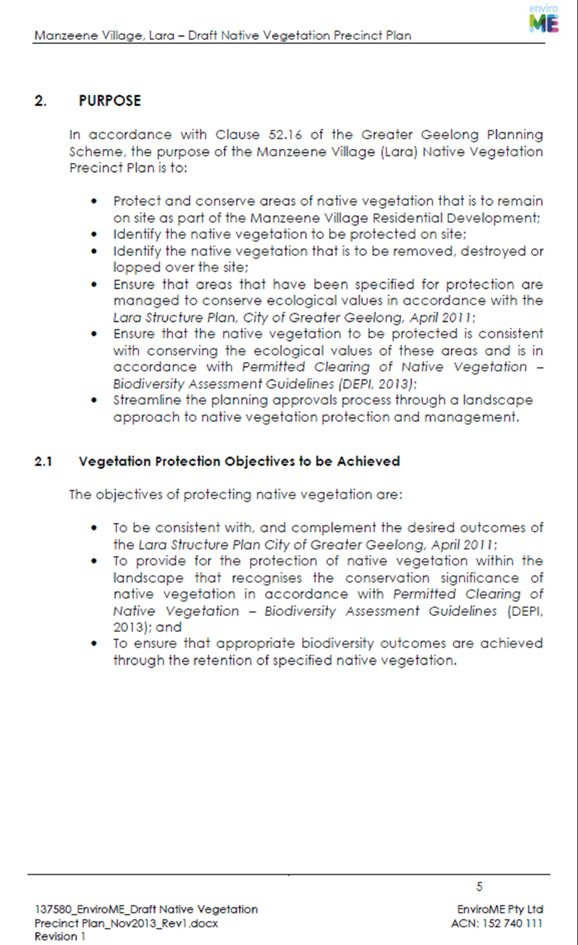Manzeene Village Lara - Draft Native Vegetation Precinct Plan - Page 5