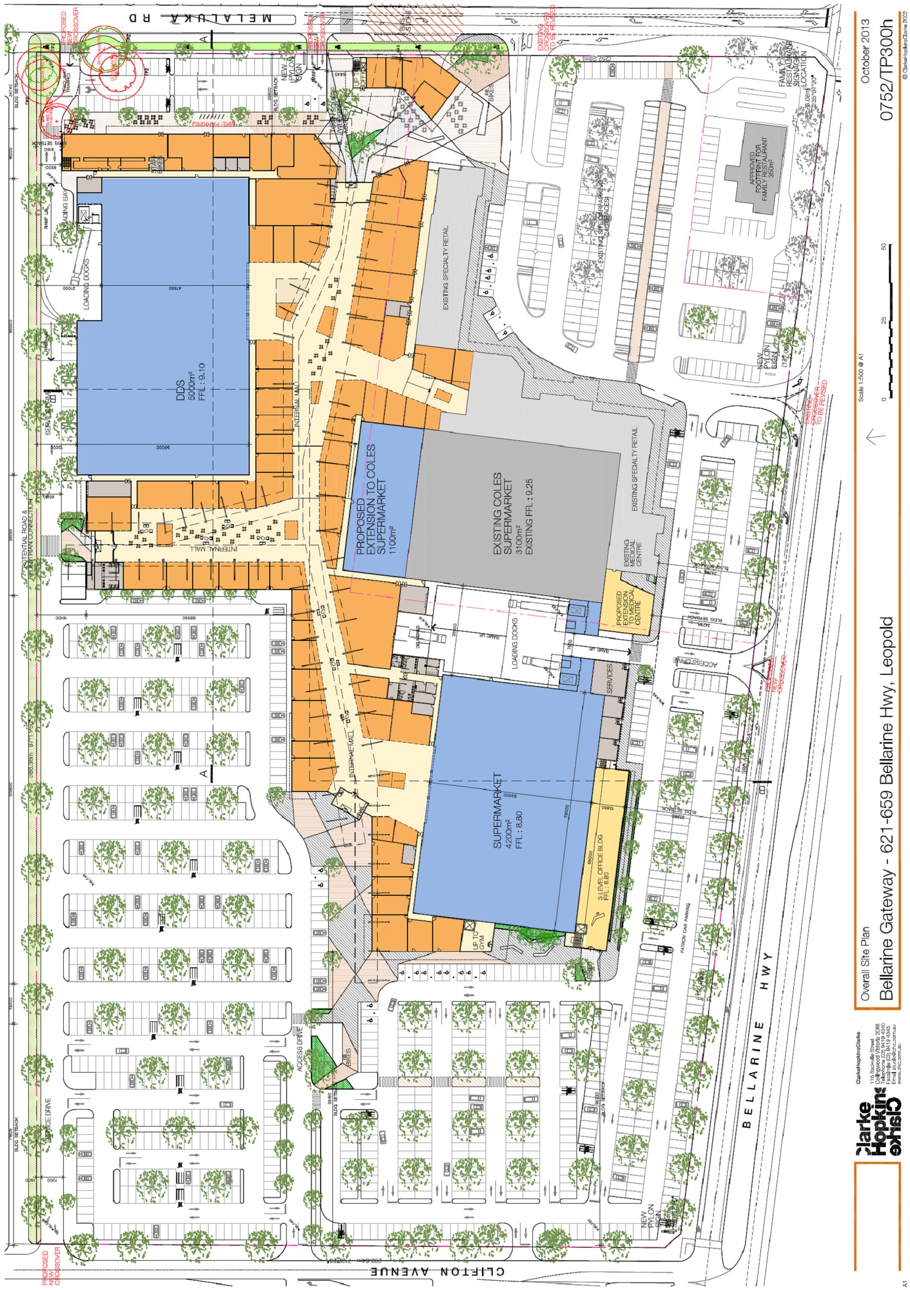 Overall plan of shopping centre expansion (permit  944/2012 plan)