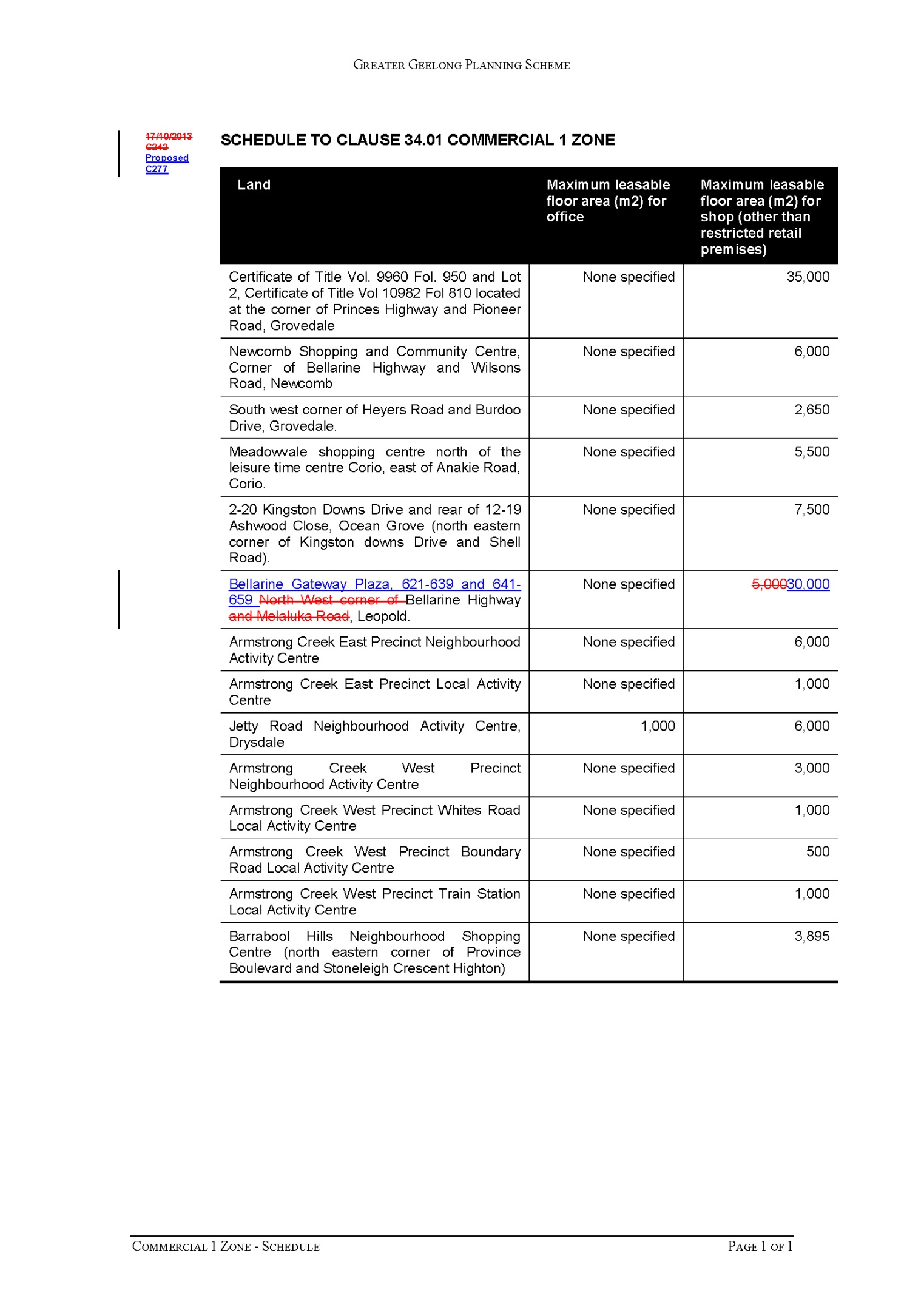 Schedule to Clause 34.01 Commercial 1 Zone - page 1 of 1