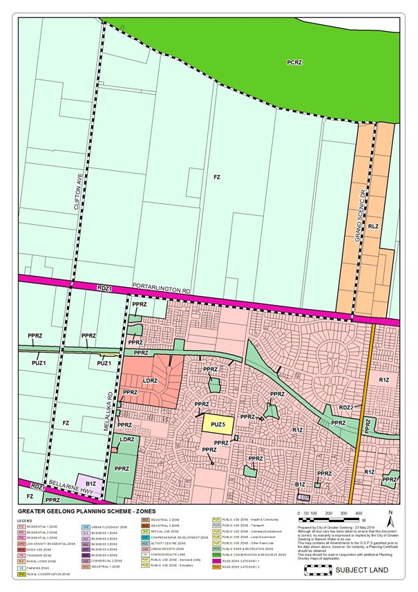 Planning zone map showing planning zone PCRZ
