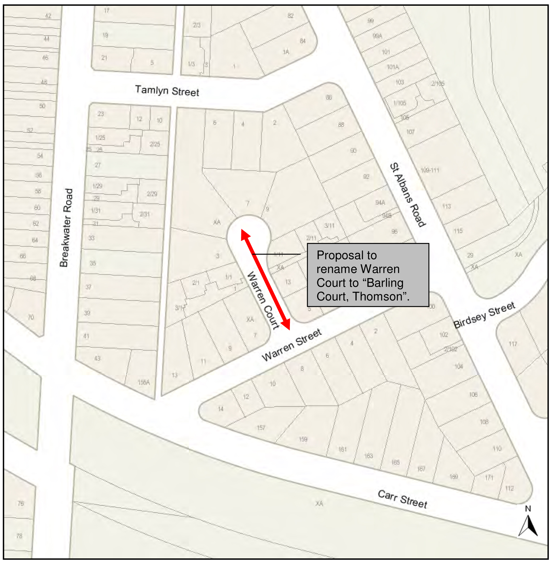 Proposed Renaming of Warren Court, Thomson