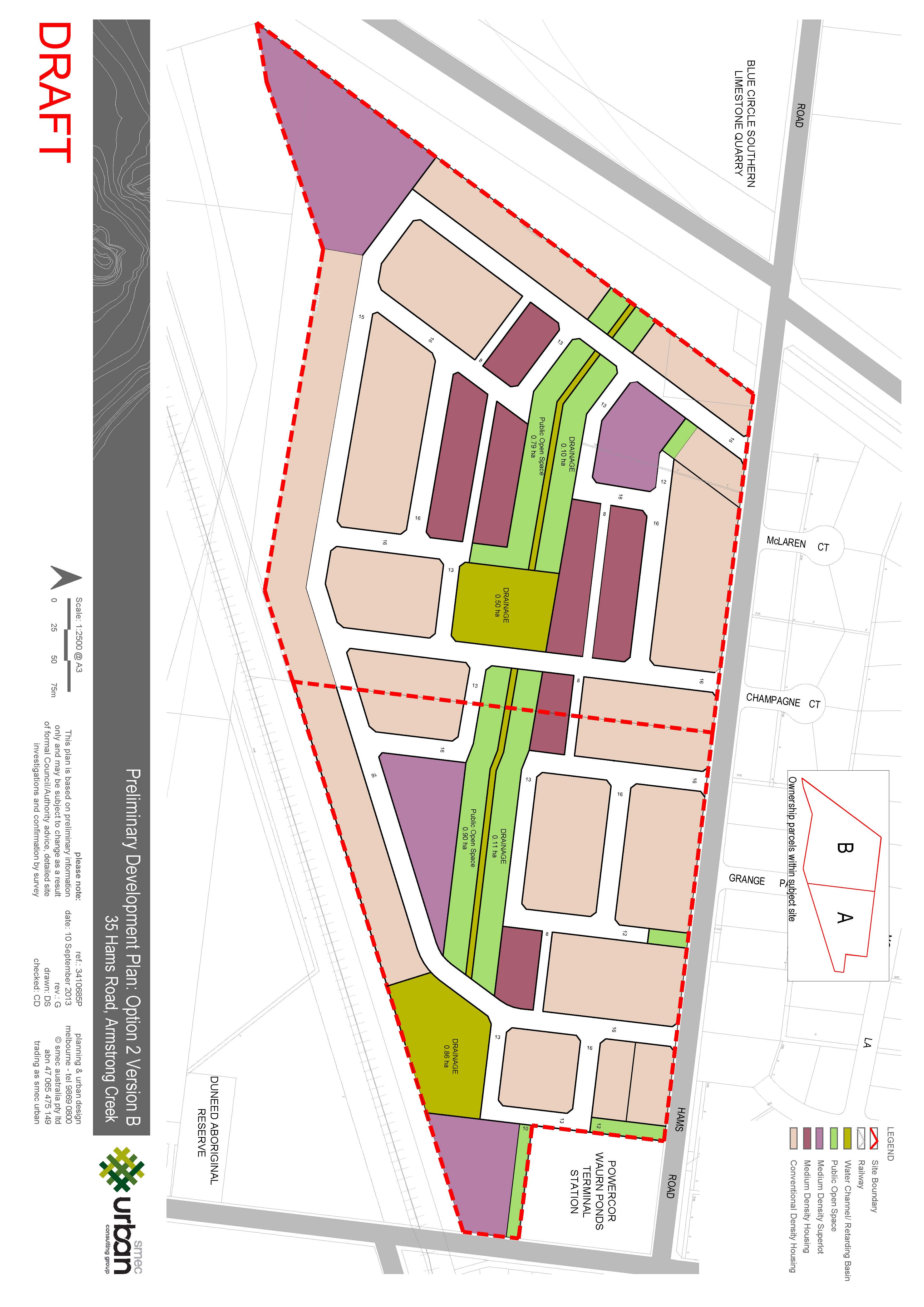 Draft Concept Layout Plan for land at 35 Hams Road & 151-229 Anglesea Road, Waurn Ponds