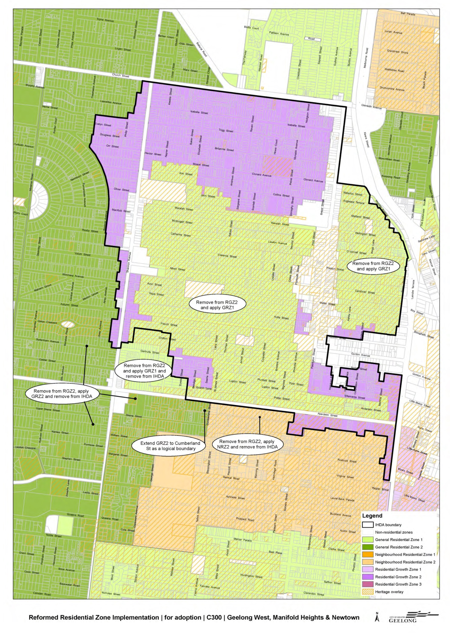 Reformed Residential Zone Implementation for adoption C300 - Geelong West, Manifold Heights and Newtown
