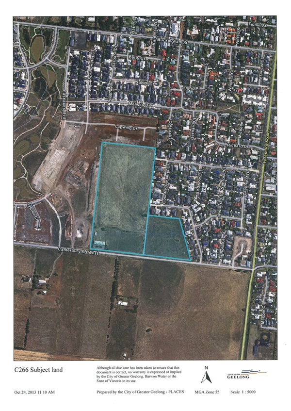Aerial Photo of subject land and surrounding development