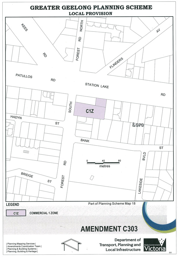 Map showing Commercial 1 Zone
