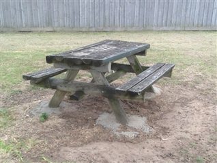 Example of picnic table in poor condition