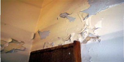 Example of an internal wall of an arts and culture building in poor condition