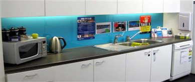 Examp;e of a kitchen in a lsisure centre in good condition
