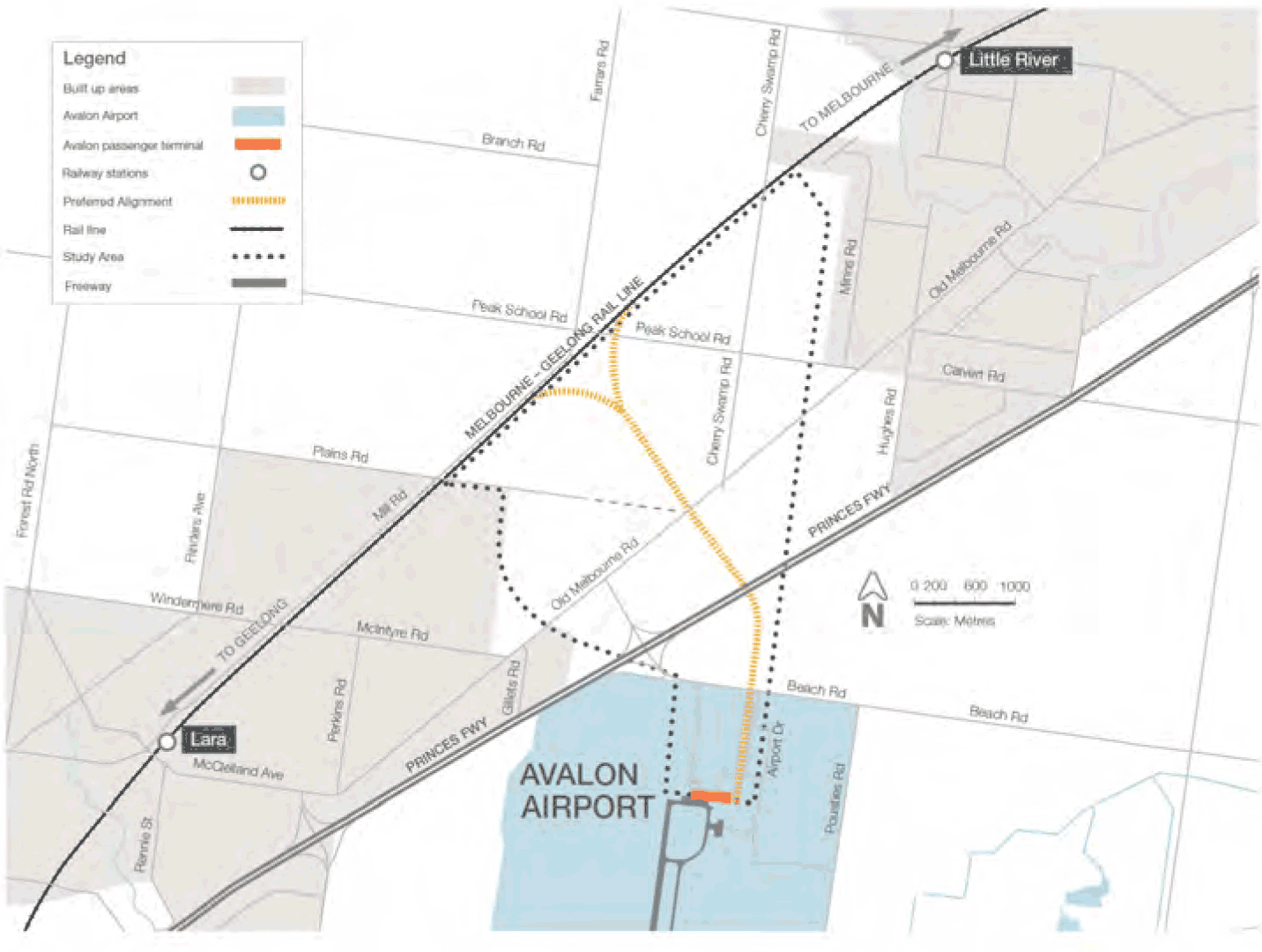 Map showing preferred alignment