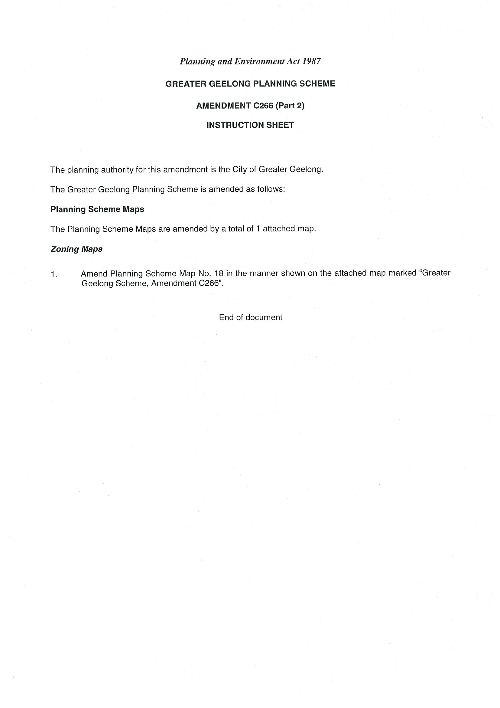Amendment C266 Pt 2 to be Adopted
