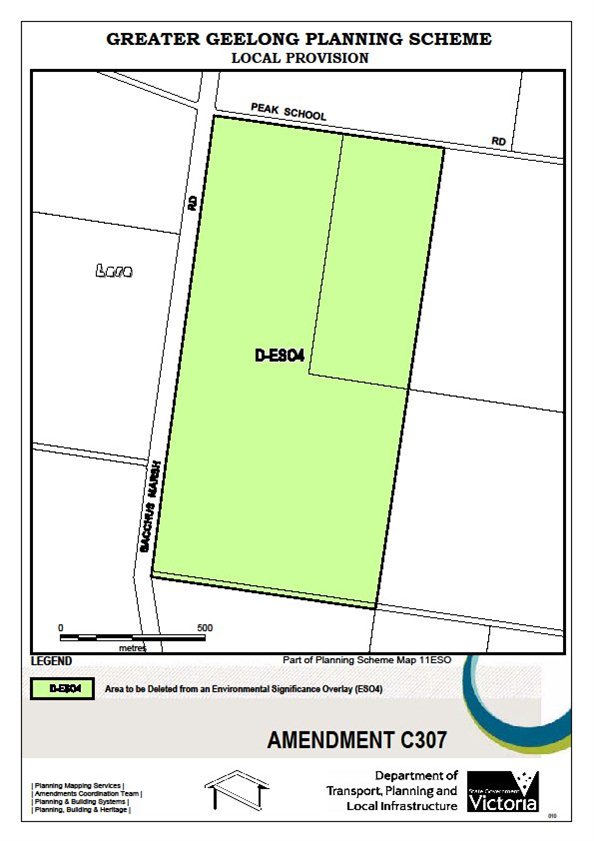 Amendment C307 - Area to be deleted from an Environmental Significance Overlay (E804r - Part of Planning Scheme Map 11ESO