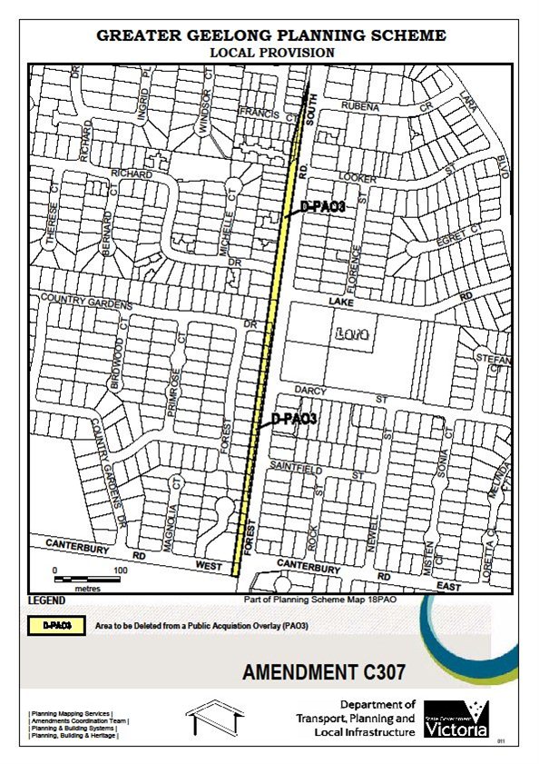 Amendment C307 - Area to be deleted from a Public Acquisition oVERLAY (pao3) - pART OF pLANNING sCHEME mAP 18pao