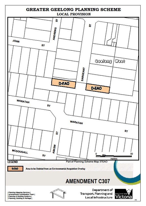 Amendment C307 - Area to be deleted from an Environmental Acquisition Overlay - Part of Planning Scheme Map 37EAO
