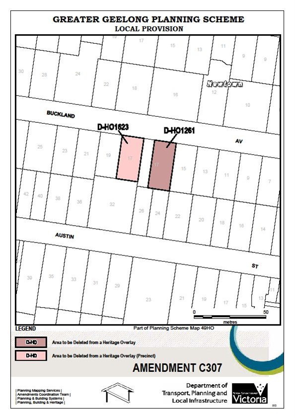 Amendment C307 - Area to be deleted from a Heritage Overlay and Area to be deleted from a Heritage Overlay (Precinct) - Part of Planning Scheme Map 49HO