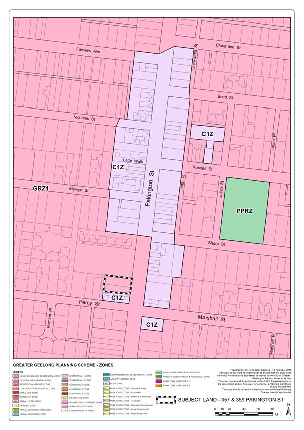 Map showing current land use zoning