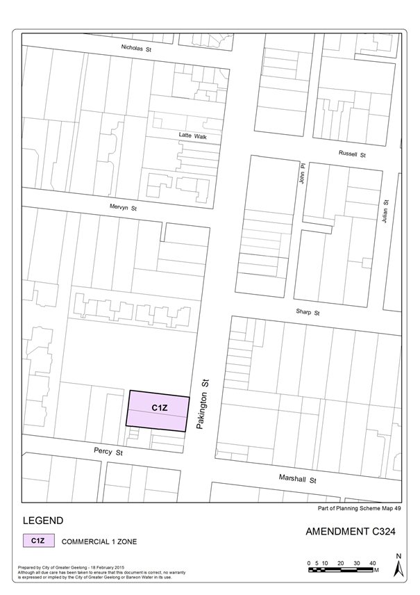 Map showing proposed rezoning