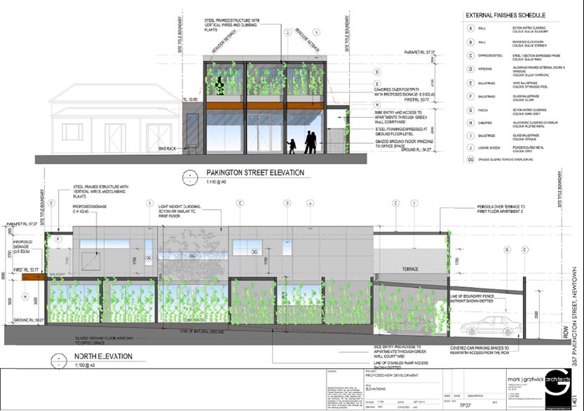 Proposed north and Pakington Street elevations