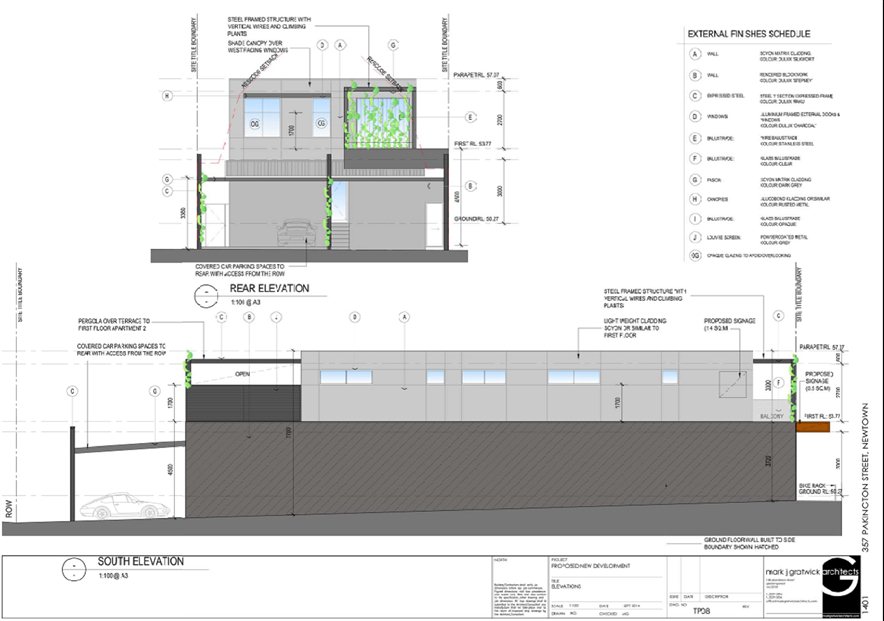 Proposed rear and south elevations
