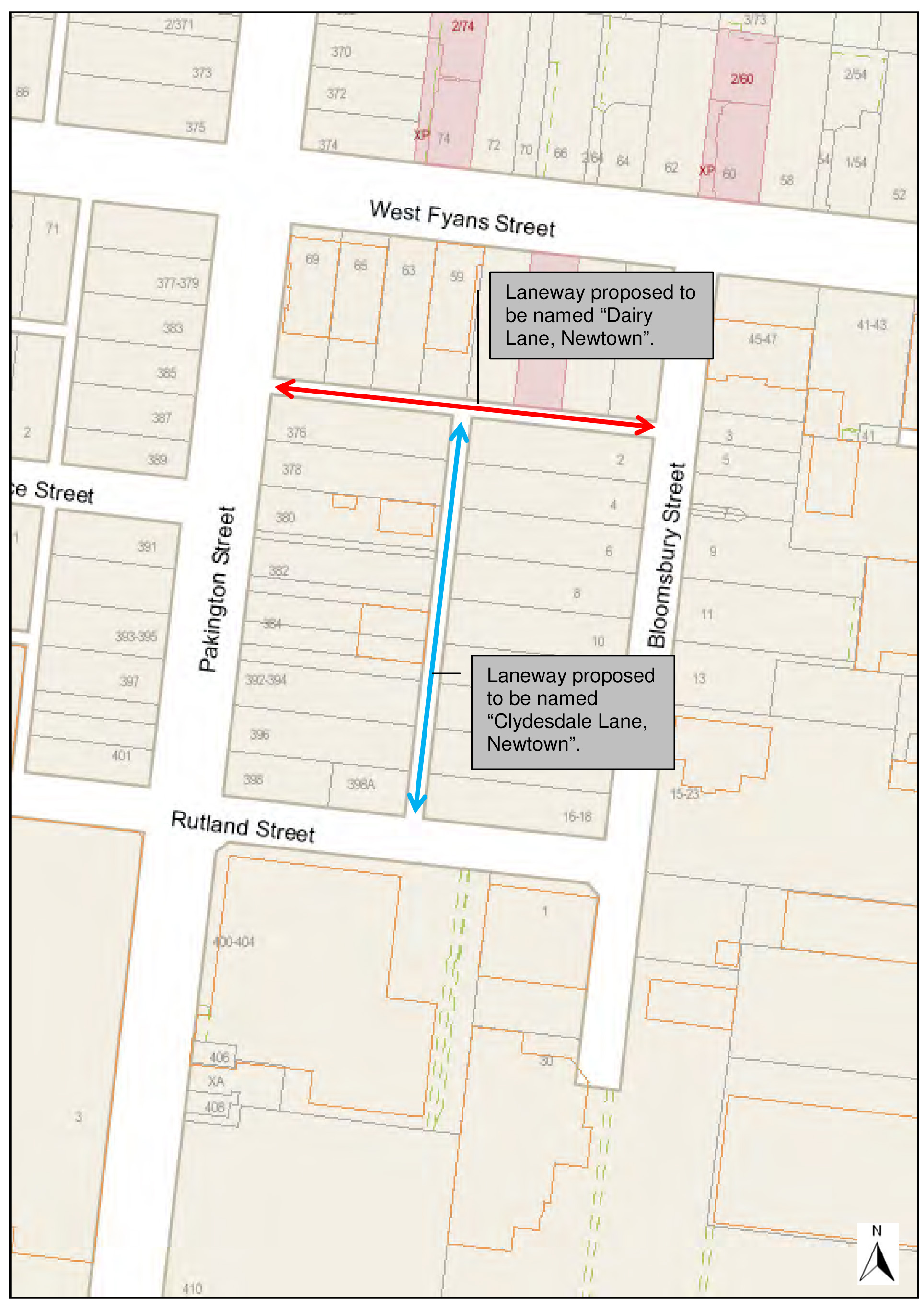 Proposed Naming of Unnamed Laneways