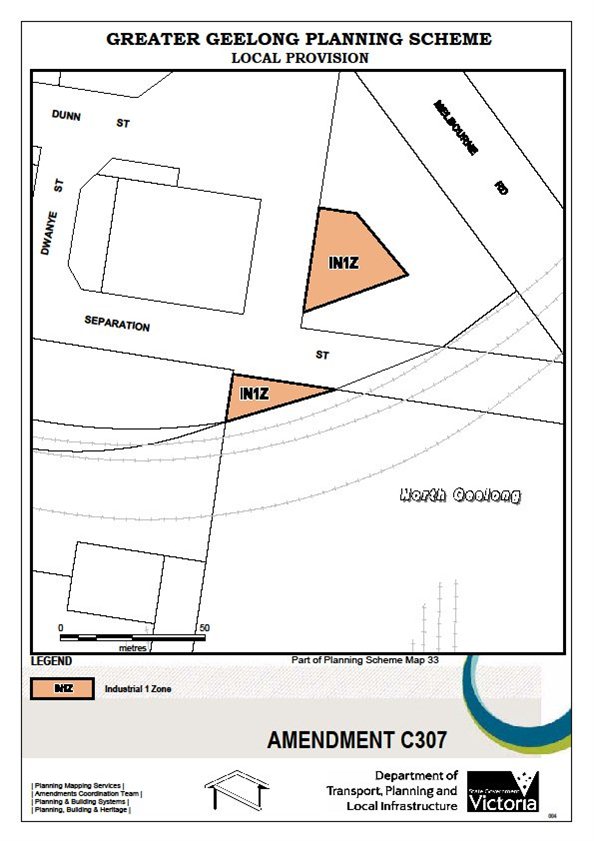 Amendment C307 - Industrial 1 Zone - Part of Planning Scheme Map 33