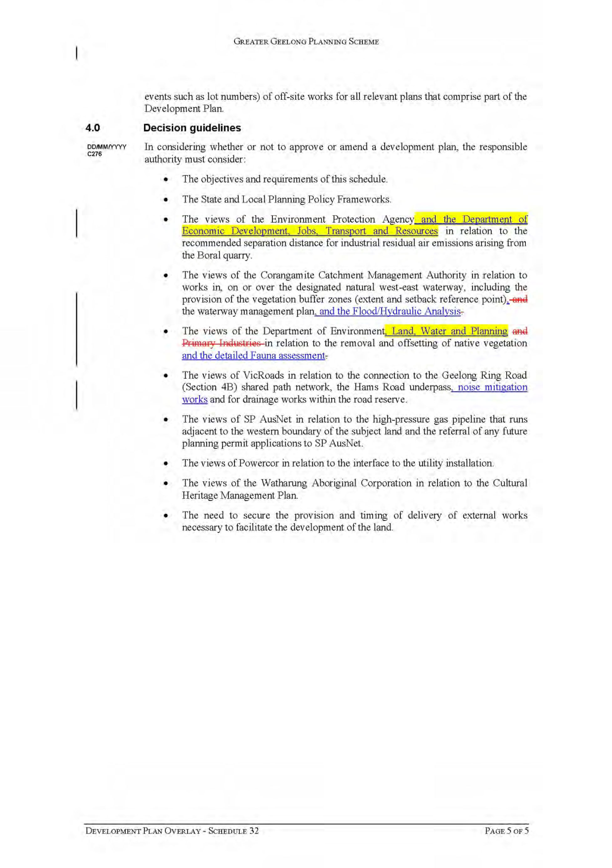 Updated Development Plan Overlay Schedule - Page 5 of 5
