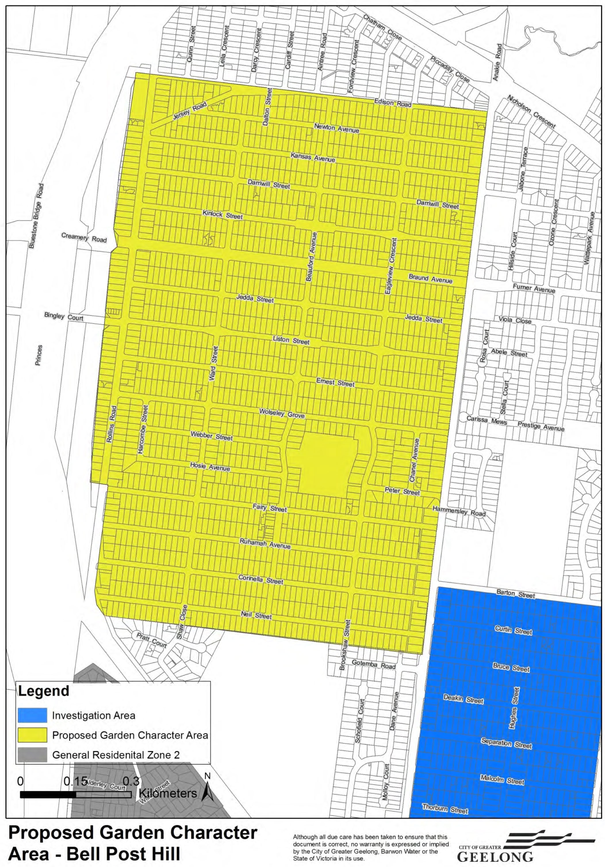 Proposed garden character area - Bell Post Hill