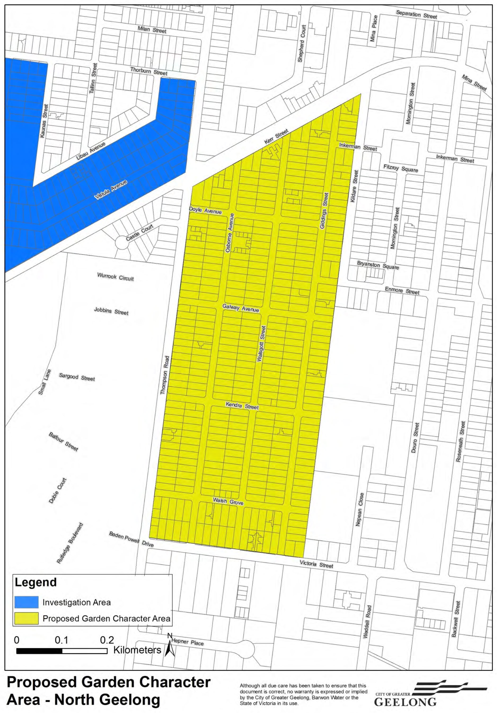 Proposed garden character area - North Geelong