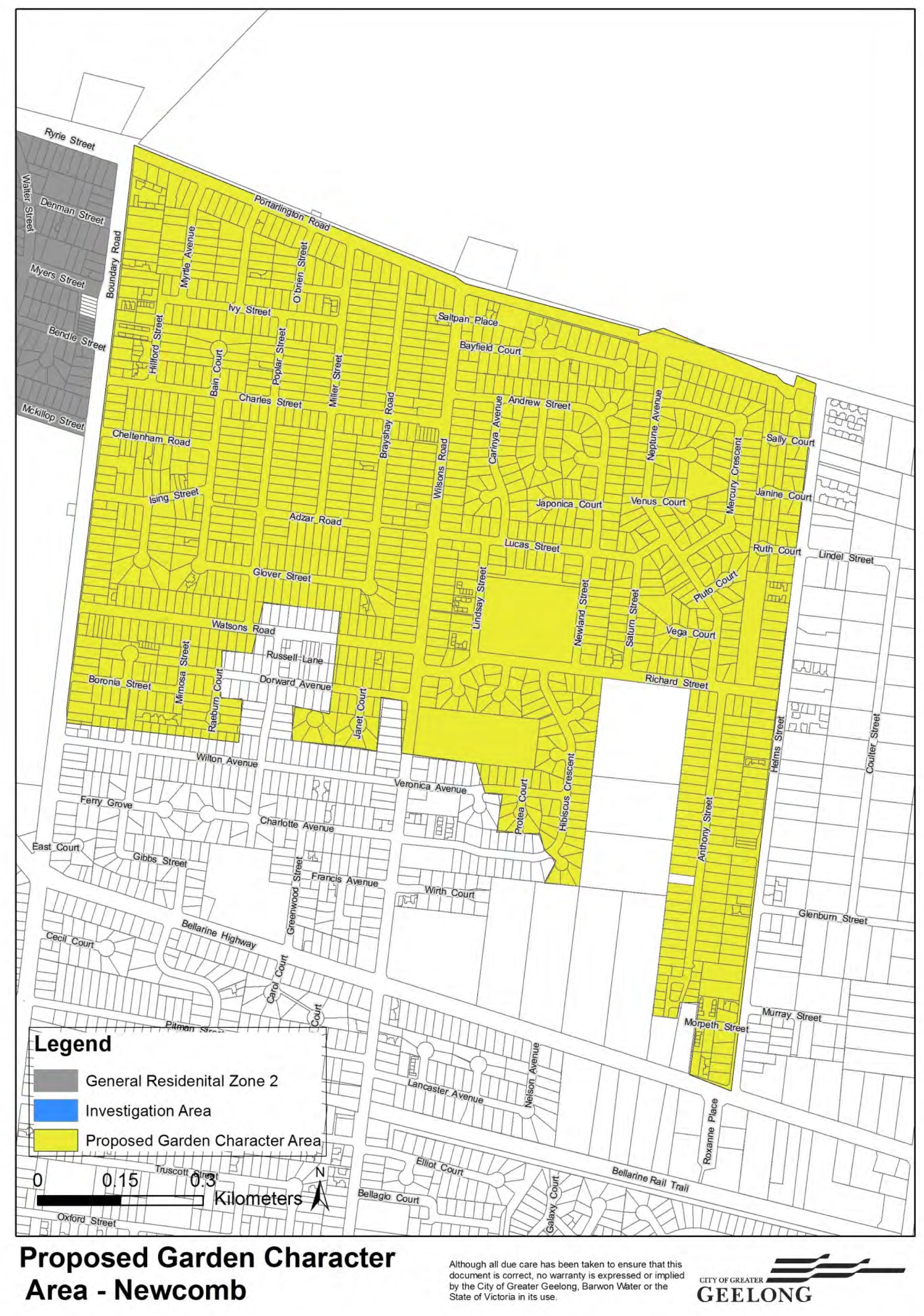 Proposed garden character area - Newcomb