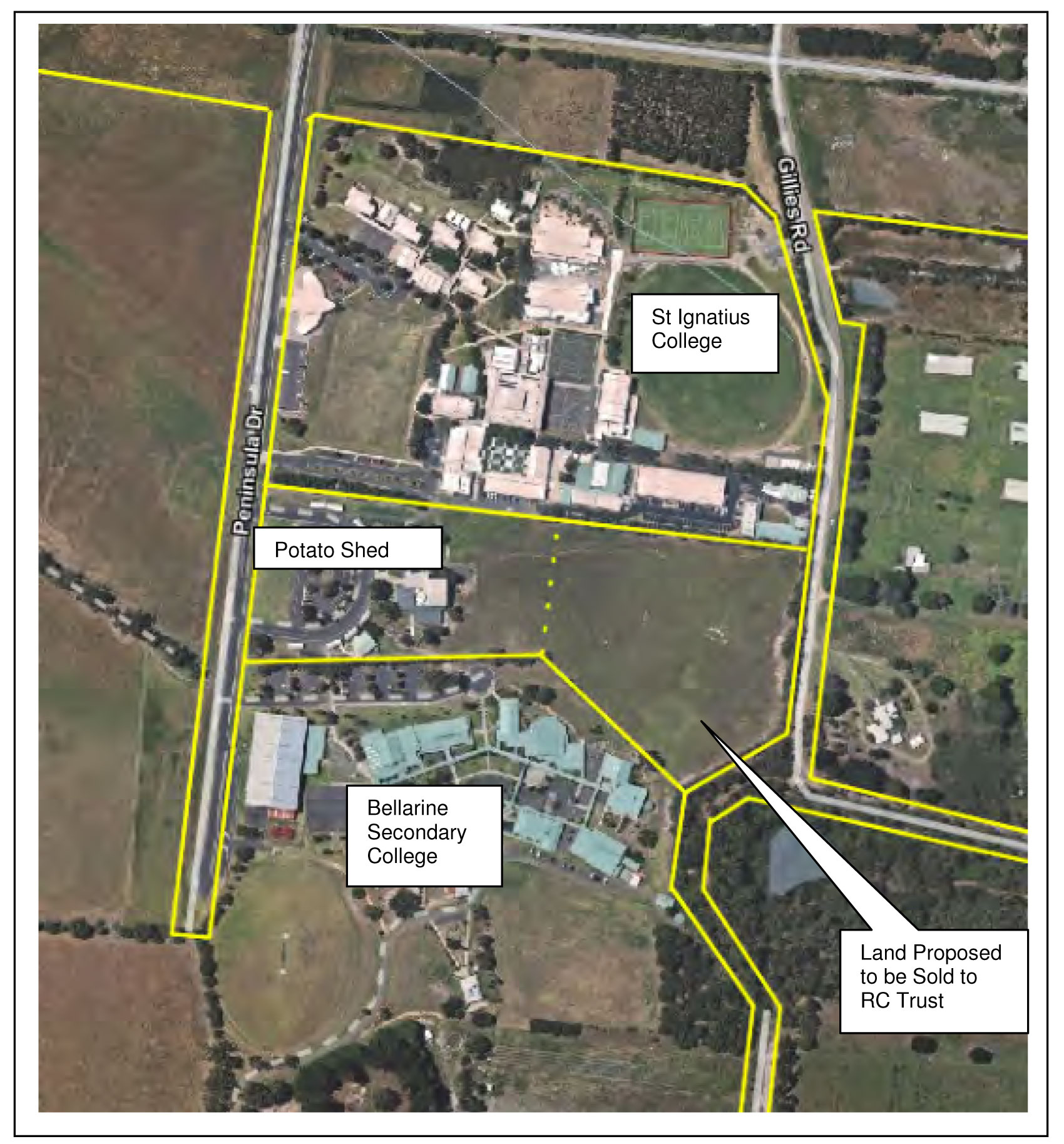 Aerial View of Schools and Council Land in Peninsula Drive Drysdale