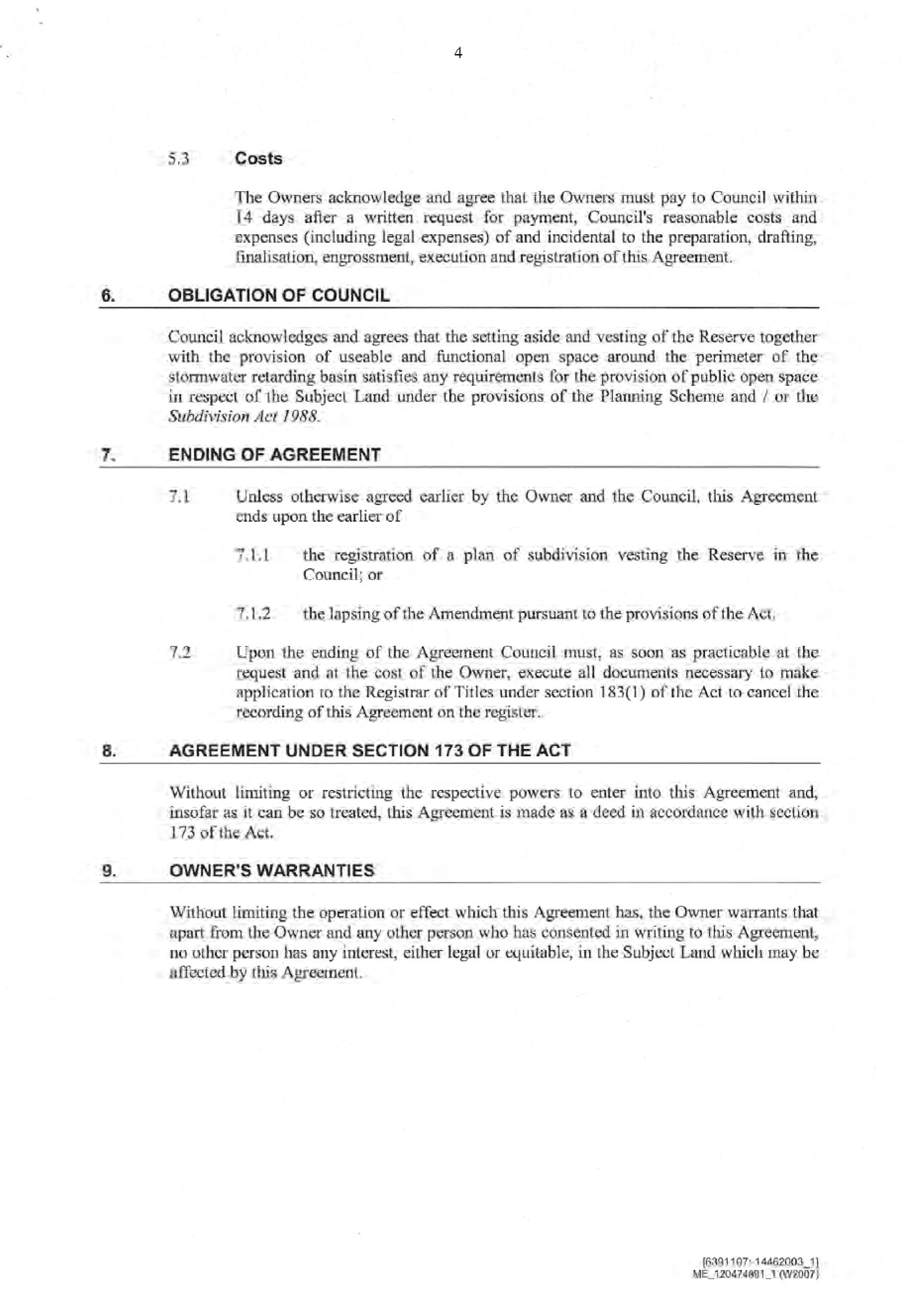 Section 173 Agreement signed by Bisinella Developments - page 4 of 7 pages