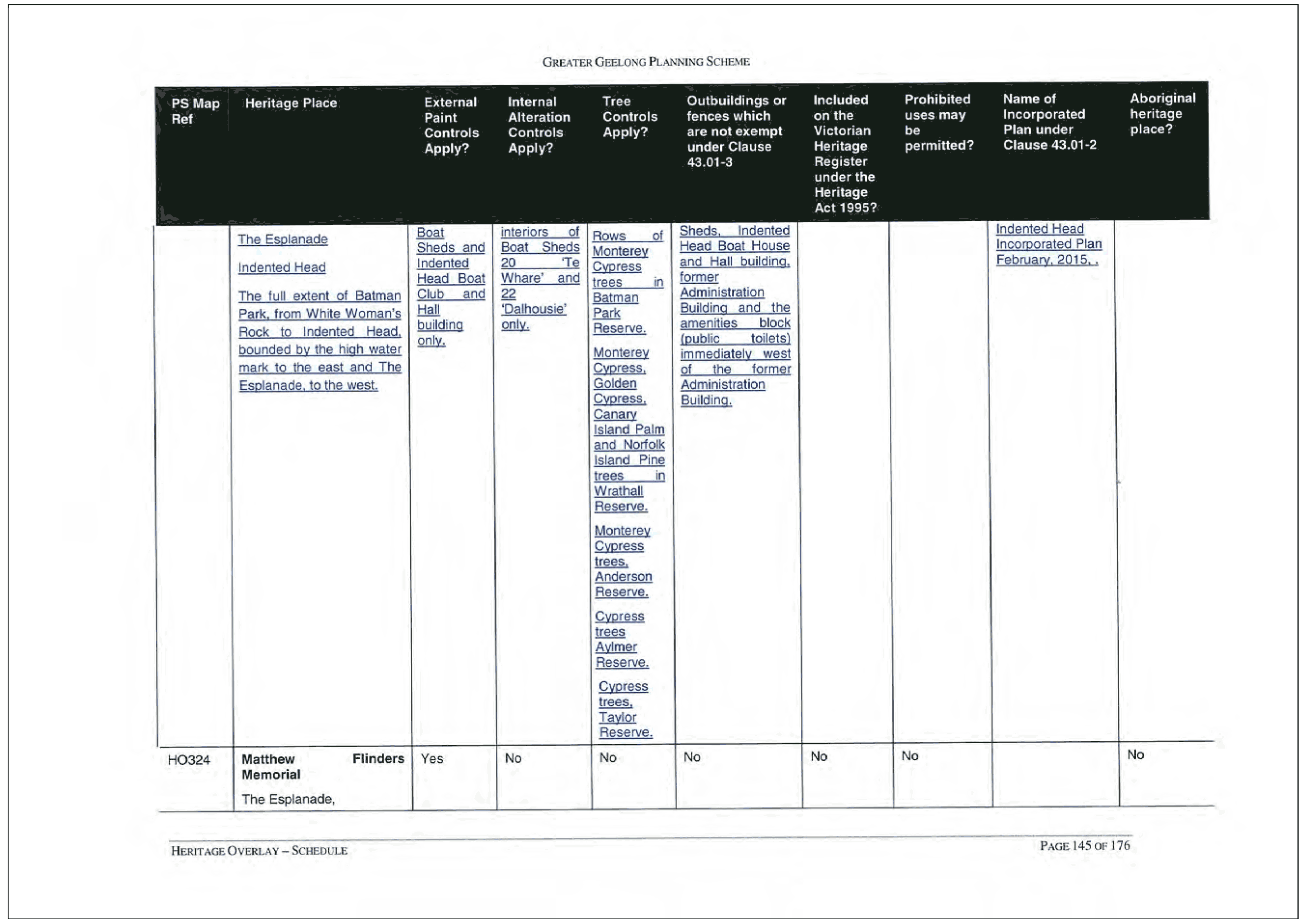 Heritage Overlay Schedule – Schedule - page 2 of 2