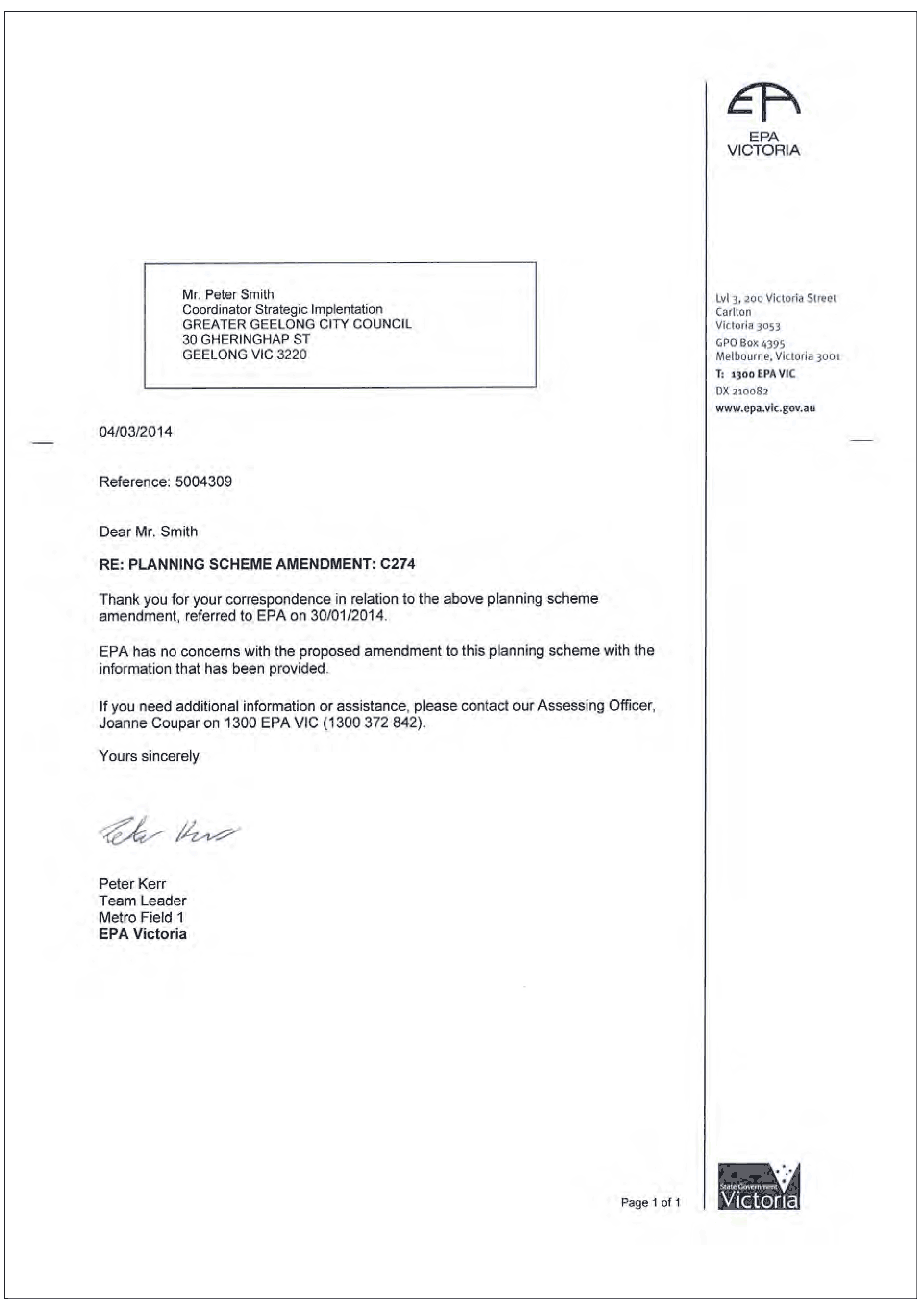 Environment Protection Authority submission
