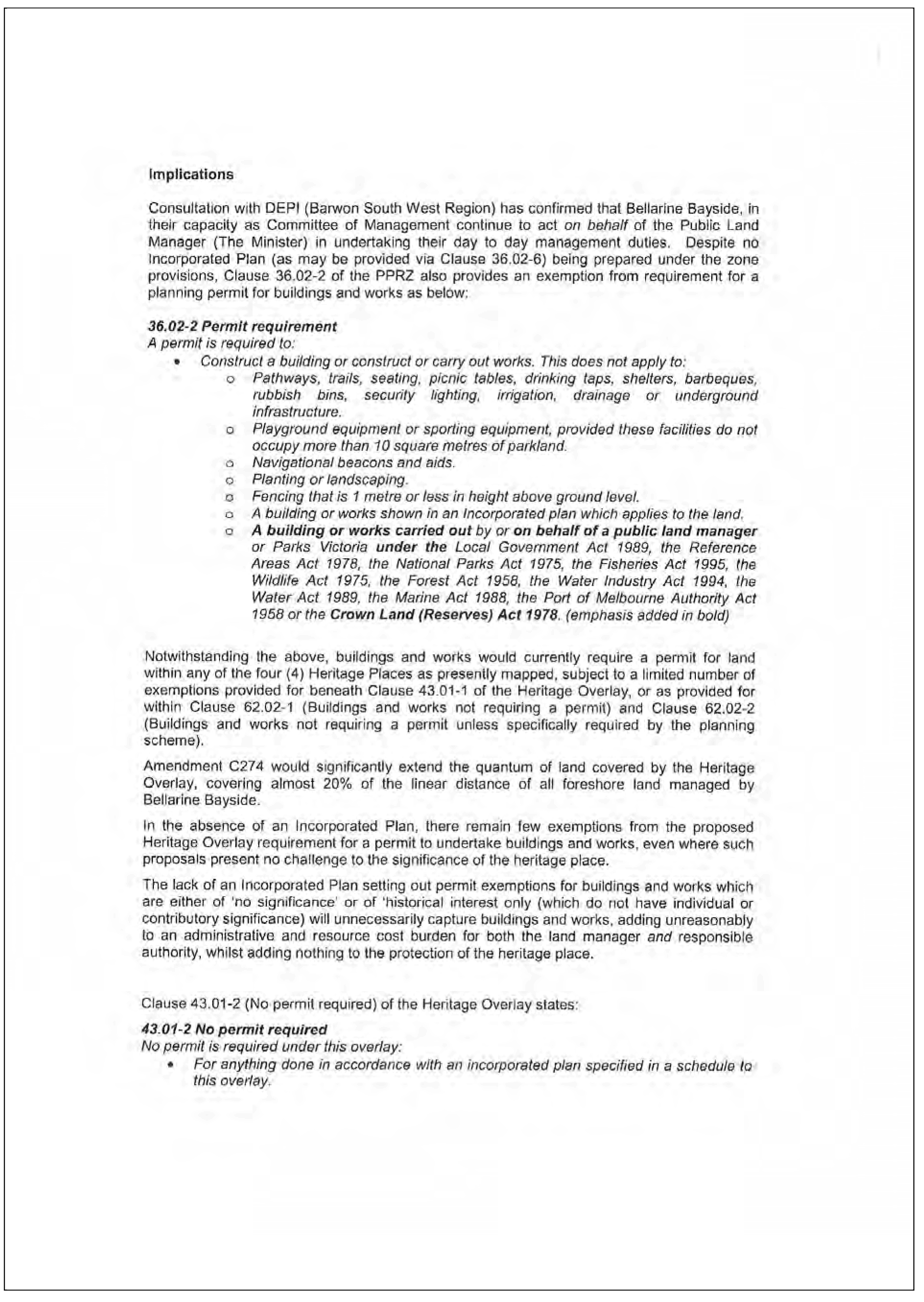 Bellarine Bayside submission - page 3 of 4 (St Quentin Consulting Pty Ltd on behalf of Bellarine Bayside Foreshore Committee of Management Incorporated)