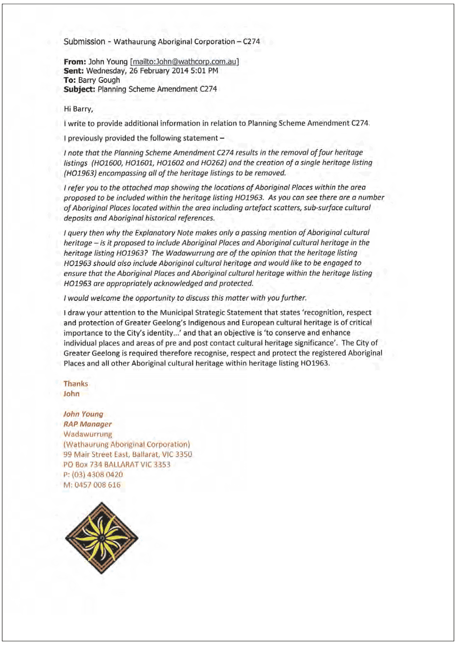 Submission - Wathaurung Aboriginal Corporation