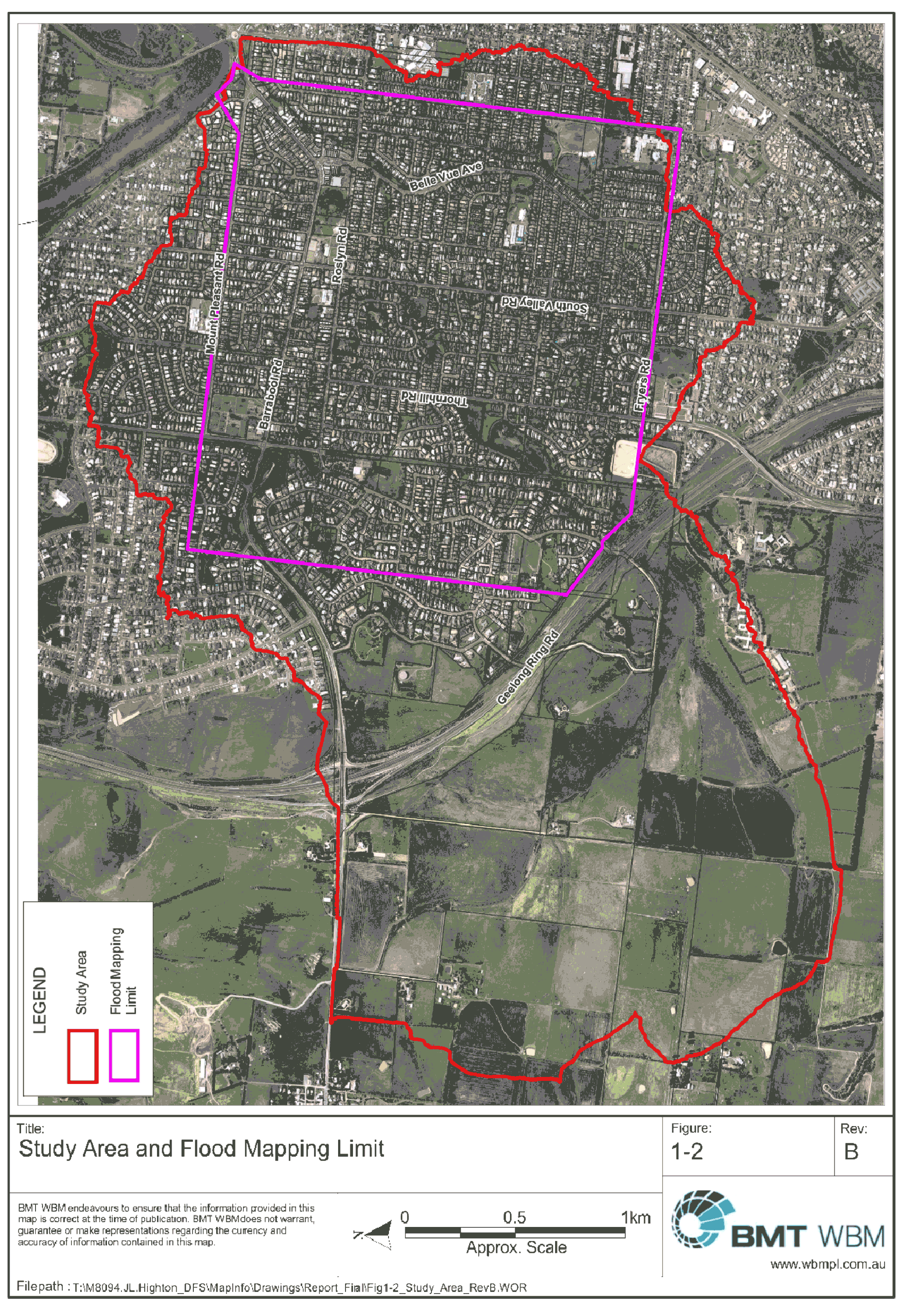 Study area and flood mapping limit