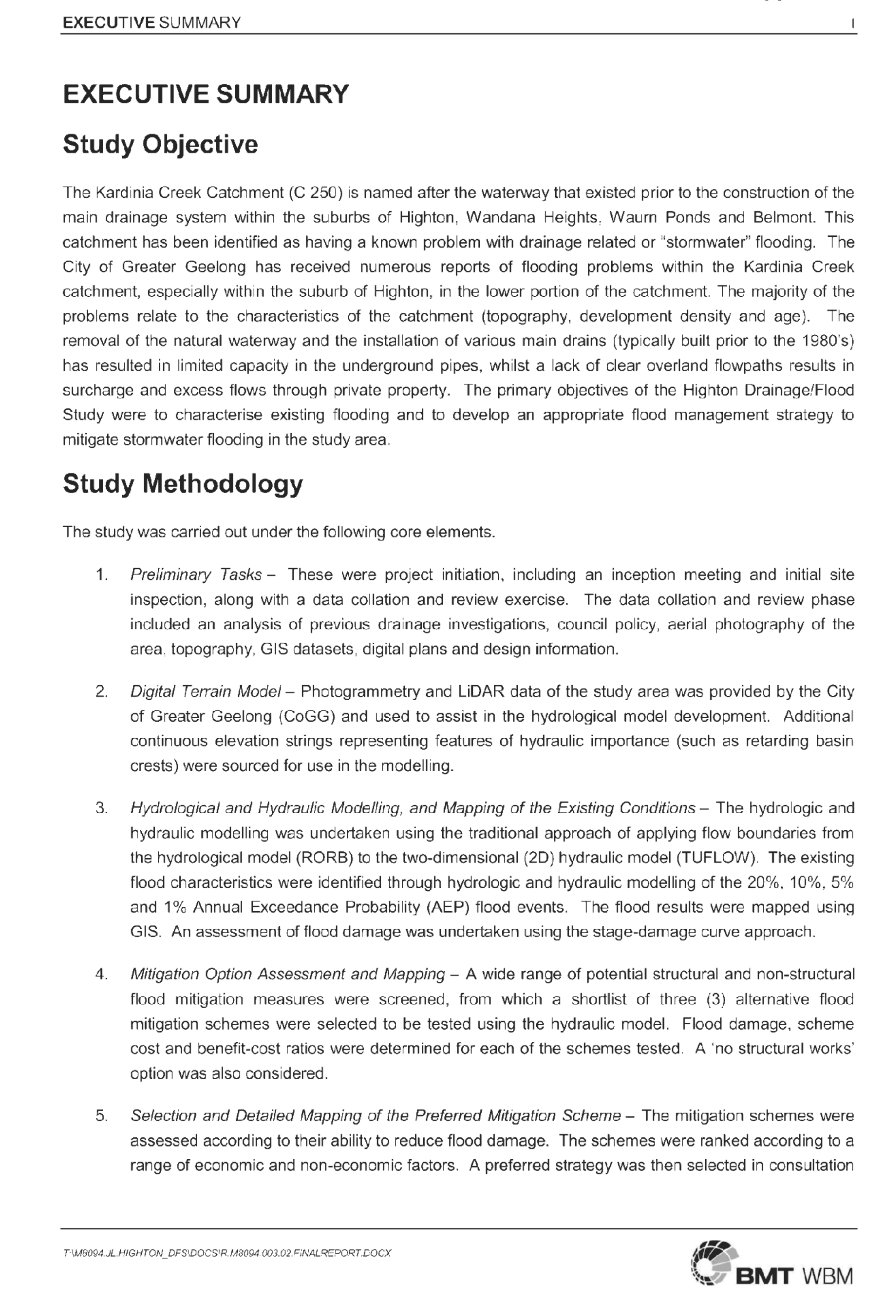Executive Summary - page 1 of 6