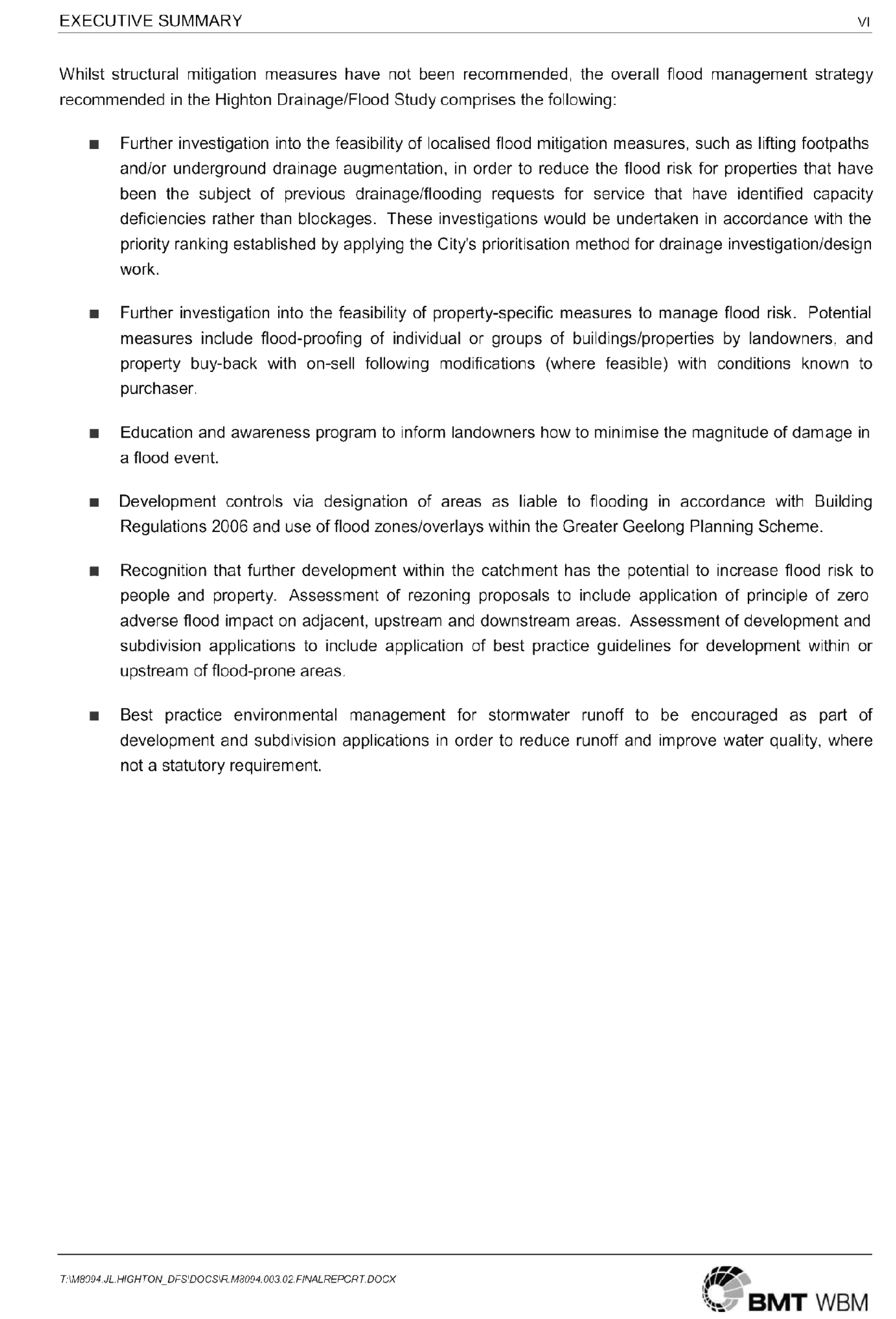 Executive Summary - page 6 of 6