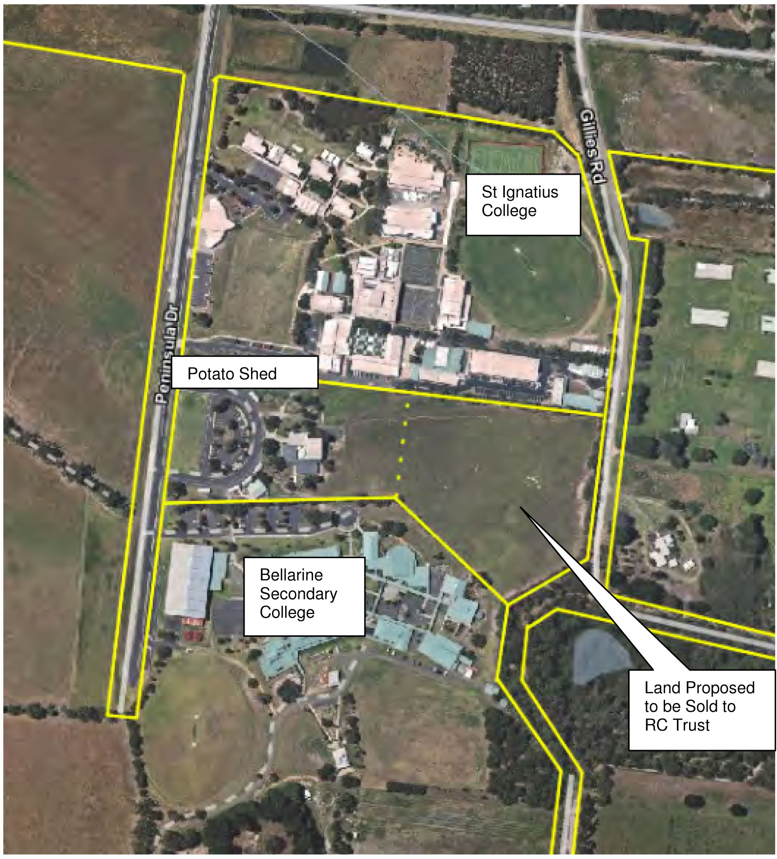 Aerial View of Schools and Council Land in Peninsula Drive Drysdale