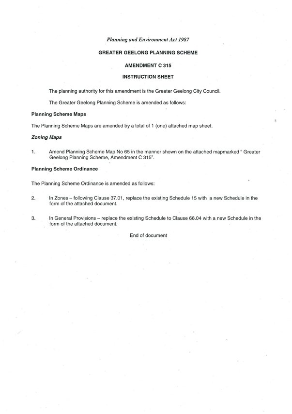 Amendment C315 - Instruction Sheet