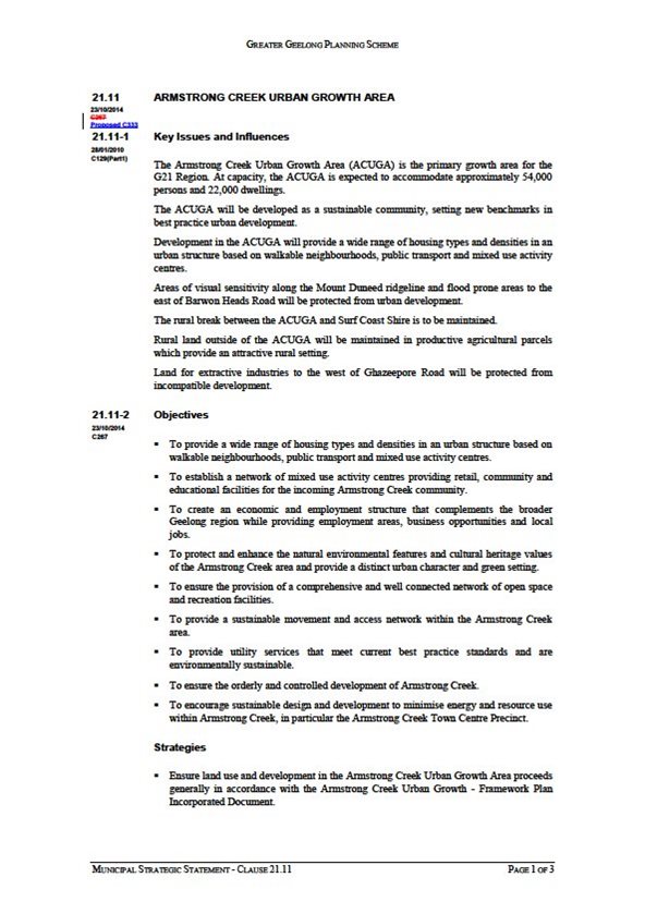 21.11 Armstrong Creek Urban Growth Area - Page 1 of 3