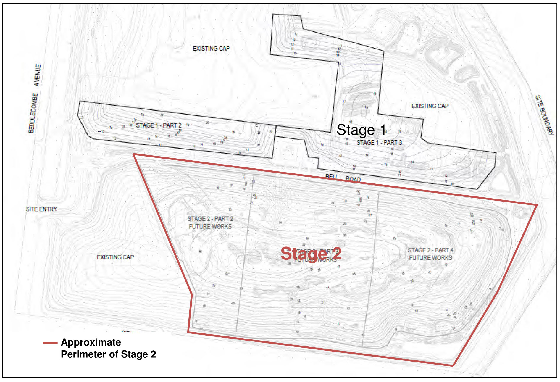 Map showing stage 1 and stage 2