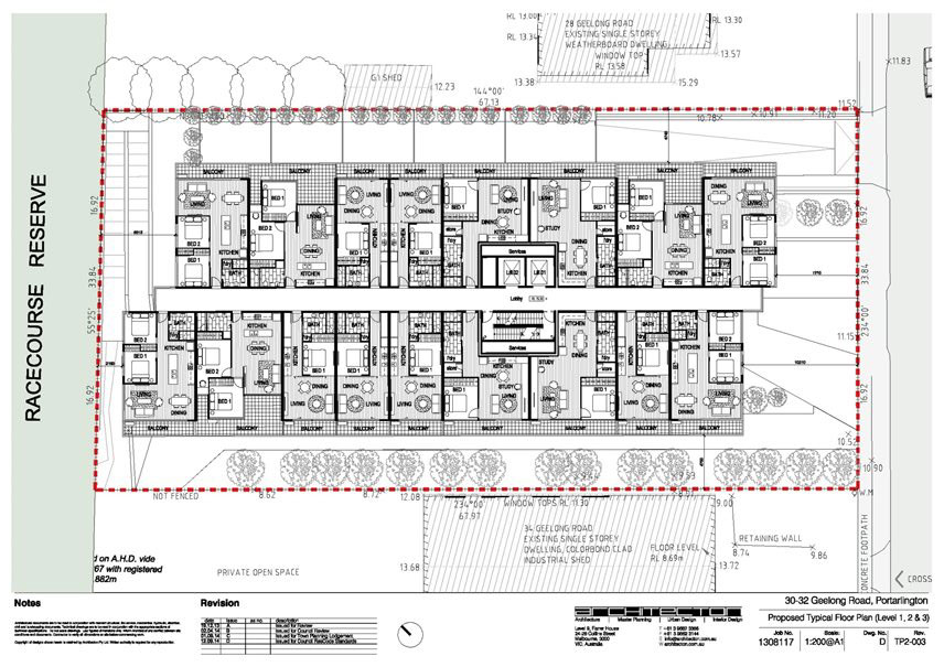 Proposaed typical floor plan - level 1, 2 and 3