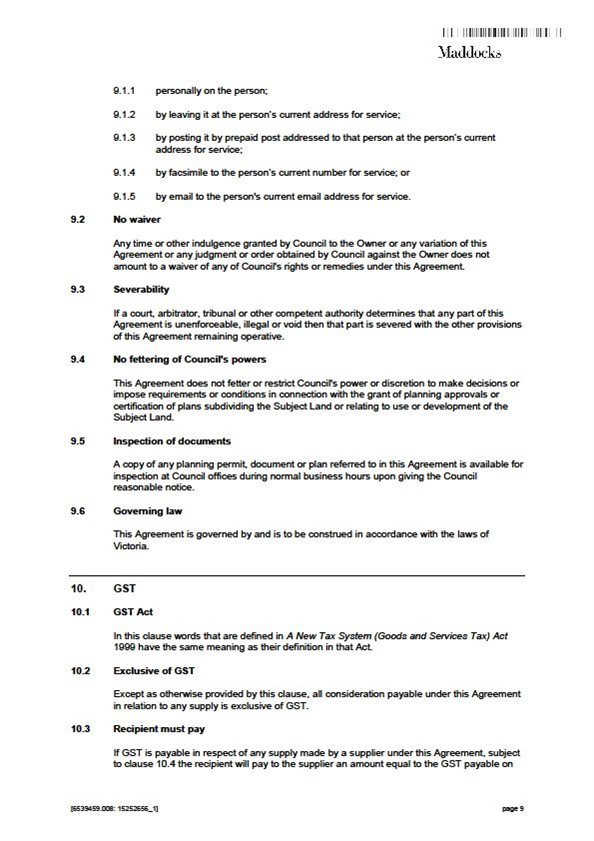 Section 173 Agreement Template - Page 9