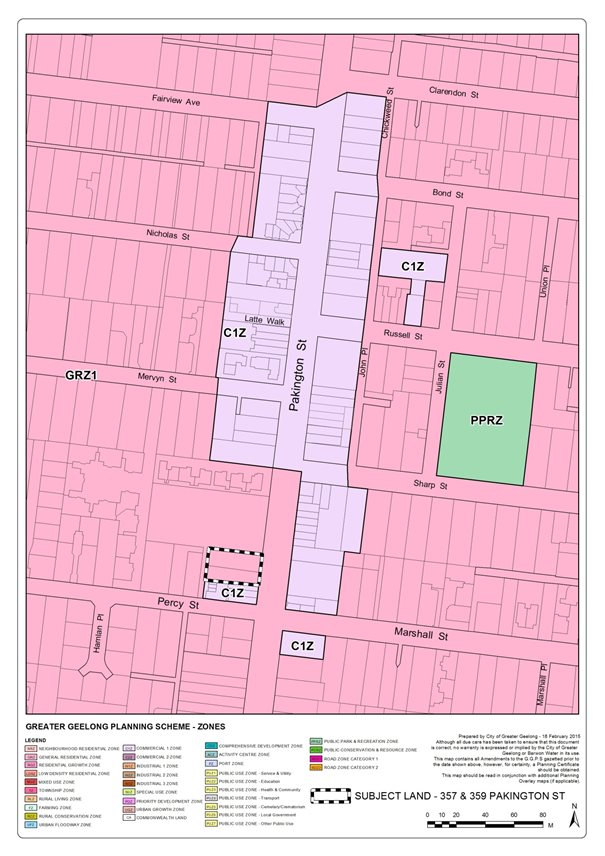 Zones on subject land